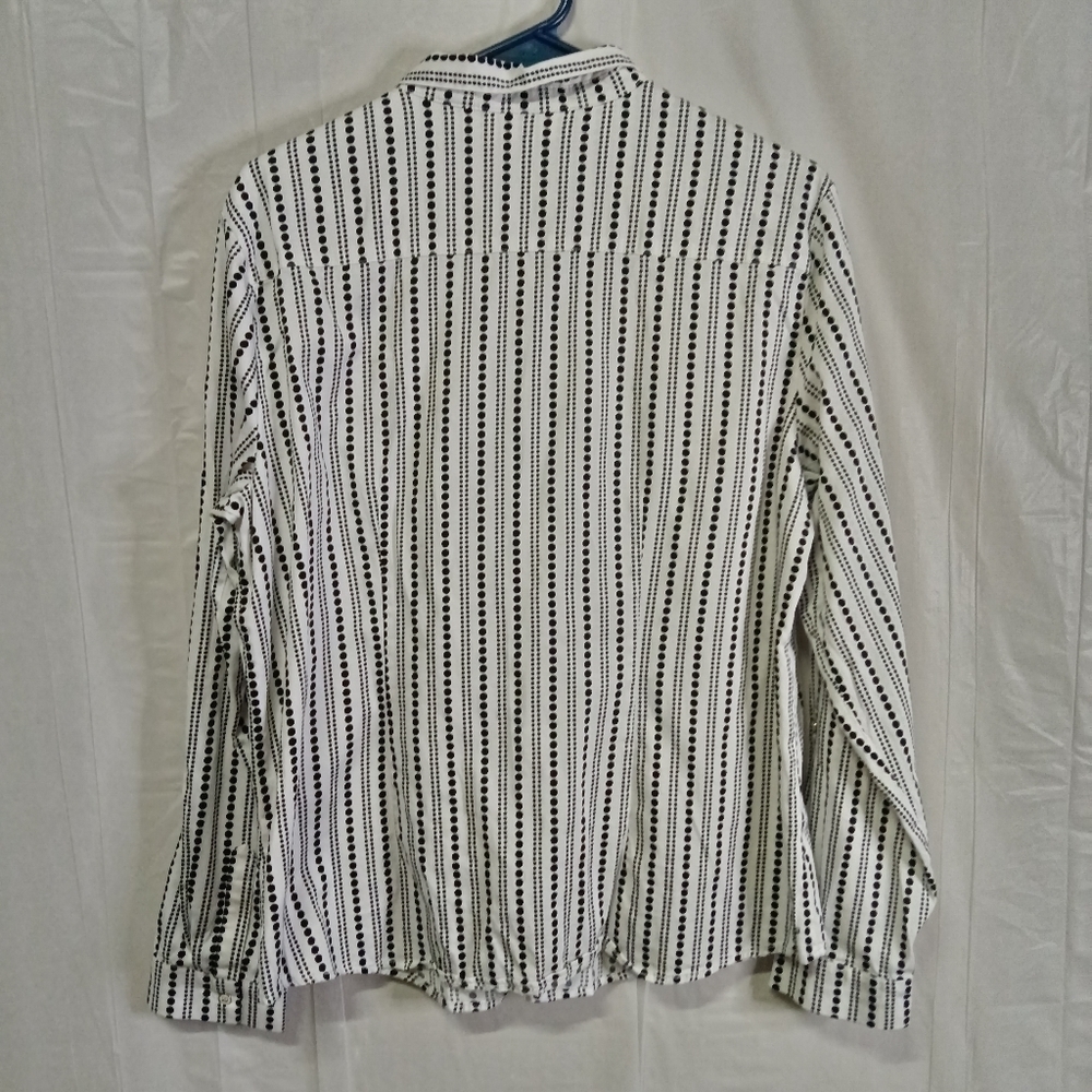 🦋 7th Avenue NY & Co Button Down Shirt White Black Dots XL - Picture 7 of 8